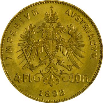 1892 2.90g Austria Gold 4 Gulden