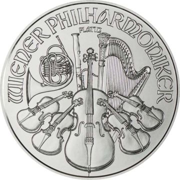 1 oz Austria Platinum Philharmonic Random Year customary in banking