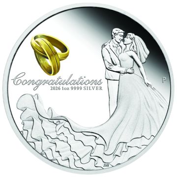 2026 1 oz Australia Silver Wedding  Love Colored Proof Coin PP