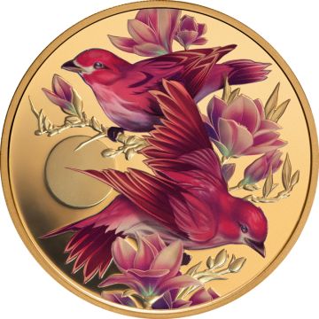 2026 1 oz Niue Gold Purple Finch & Magnolias PP