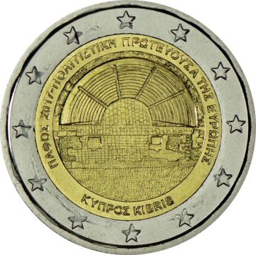 2017 Cyprus Copper-Nickel 2017 8.5g Cyprus "Paphos" Copper Nickel Coin 2 EUR UNC