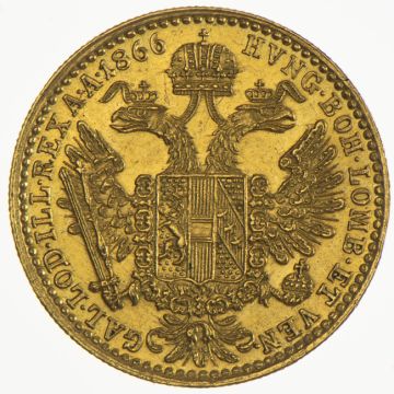 1866 Gold Ducat VZ, NGC rating UNC Details cleaned