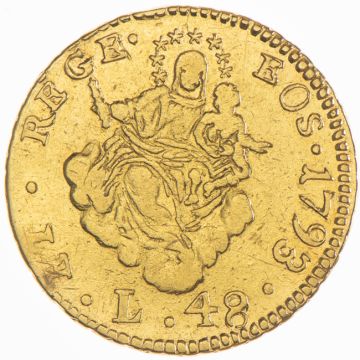 1793 Italy Gold 48 Lire 17933 Genua SS-, Kr.