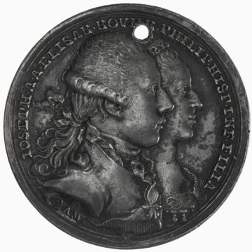 1760 Silver AR Medal on the sale of EH. Josef II. SS, spotted, perforated
