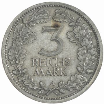 1931 Germany Silver 3 Reichsmark 1931 A