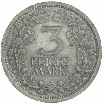 1931 Germany Silver 3 Reichsmark 1931 A