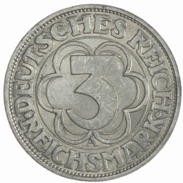 1927 Germany 3 Reichsmark 1927 A Nordhausen VZ, somewhat patchy