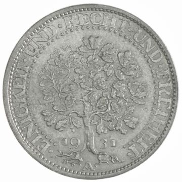1931 Germany Silver 5 Reichsmark 1931 A Eichbaum VZ