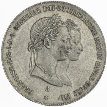 1854 Silver Guilder Green Wedding fast VZ, kl. Kr. min. Flecken