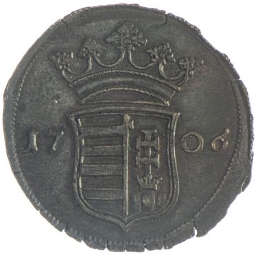 1706 Copper X Poltura VZ-, somewhat corroded at the value number