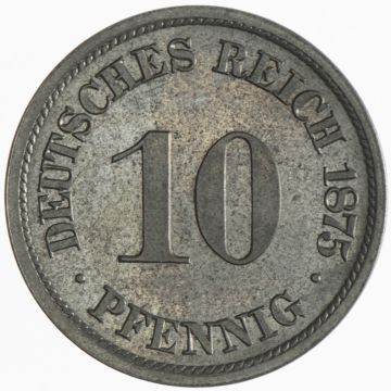 1875 Germany Copper-Nickel 10 Pfennig 1875 J