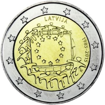 2015 Latvia Copper-Nickel 30 years of European flag UNC