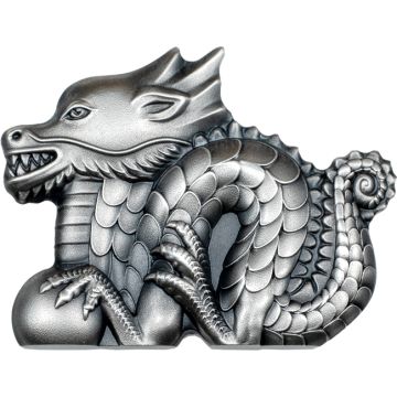 2024 1 oz Mongolia Silver Zodiac Year of the Dragon  Coin Antique Style TO