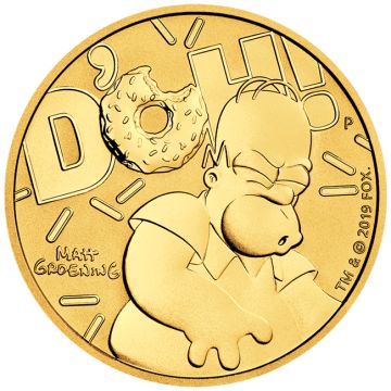 2020 1 oz Tuvalu Gold Homer Simpson