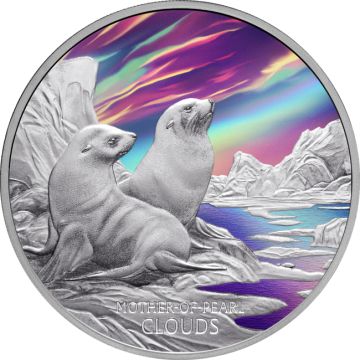 2025 1 oz Tuvalu Silver Mother-of-Pearl Clouds Coloured Coin PP